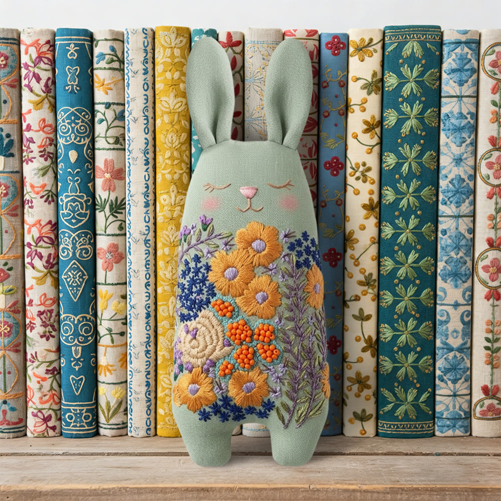 Rubbyoo Bunny Toy Embroidery Kit - Wildflower Bouquet | Hand-stitched Textile Art | Unique Keepsake Gift  - image 4