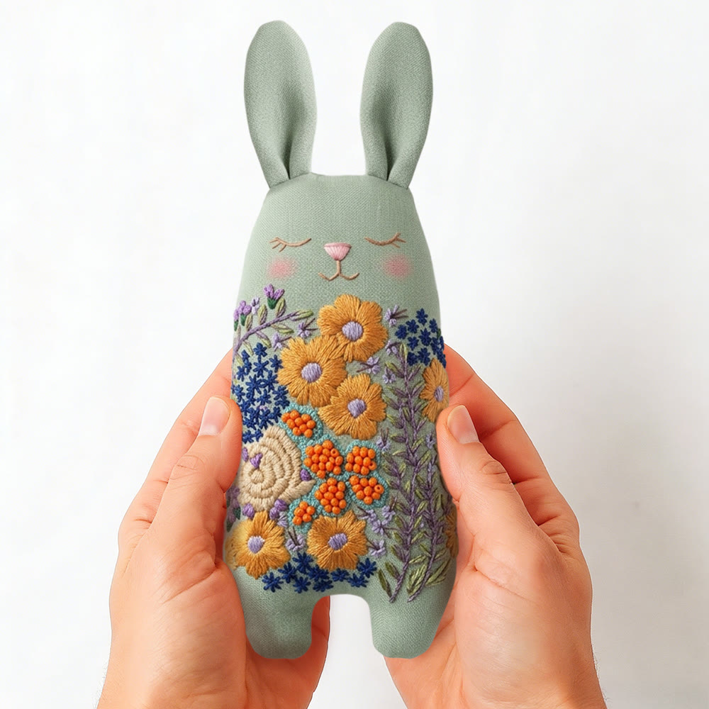 Rubbyoo Bunny Toy Embroidery Kit - Wildflower Bouquet | Hand-stitched Textile Art | Unique Keepsake Gift  - image 5