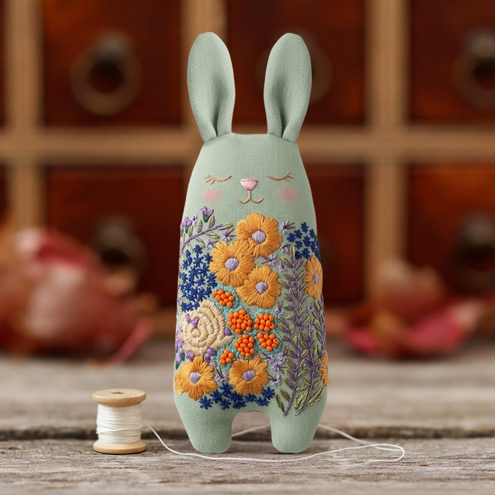 Rubbyoo Bunny Toy Embroidery Kit - Wildflower Bouquet | Hand-stitched Textile Art | Unique Keepsake Gift  - image 8