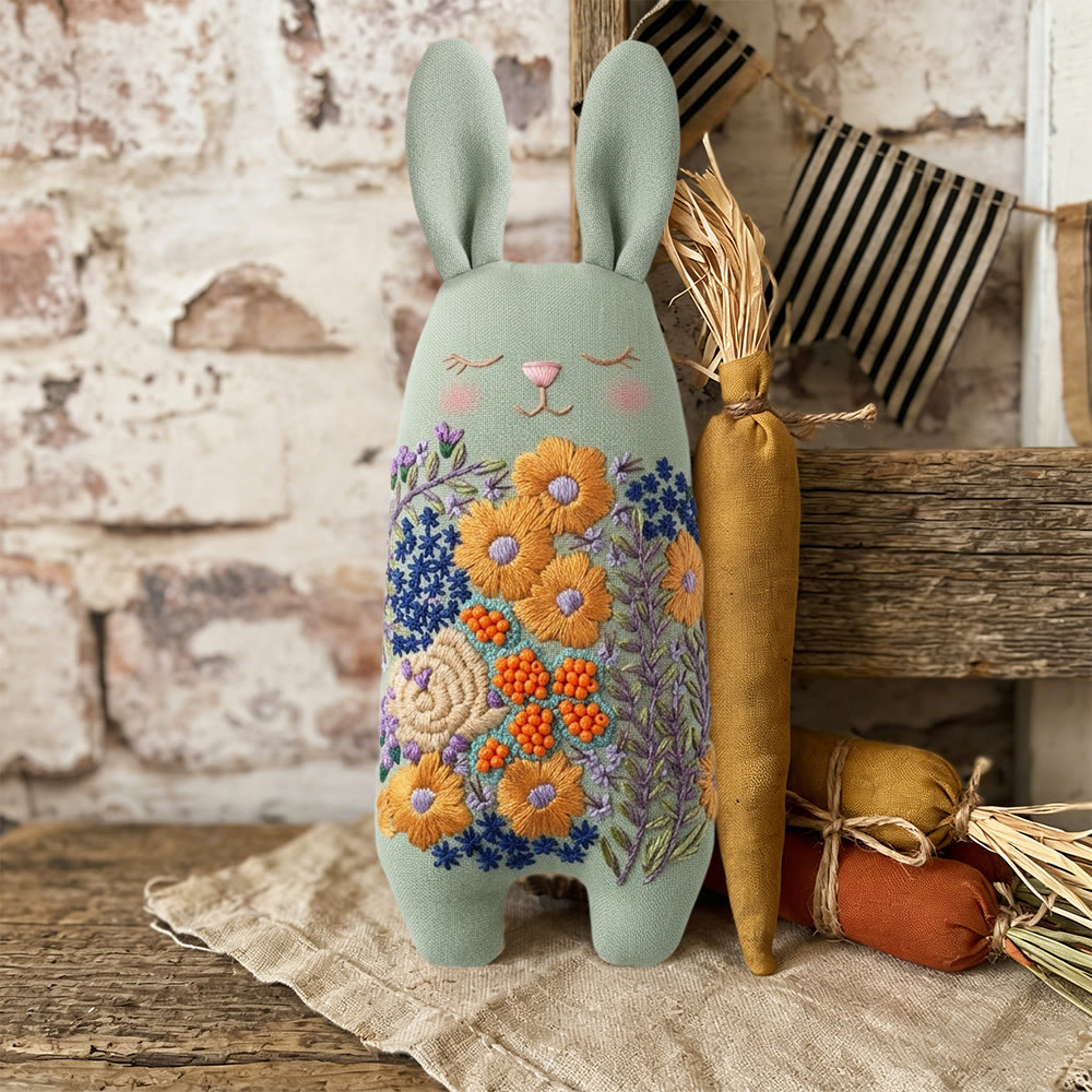 Rubbyoo Bunny Toy Embroidery Kit - Wildflower Bouquet | Hand-stitched Textile Art | Unique Keepsake Gift  - image 9