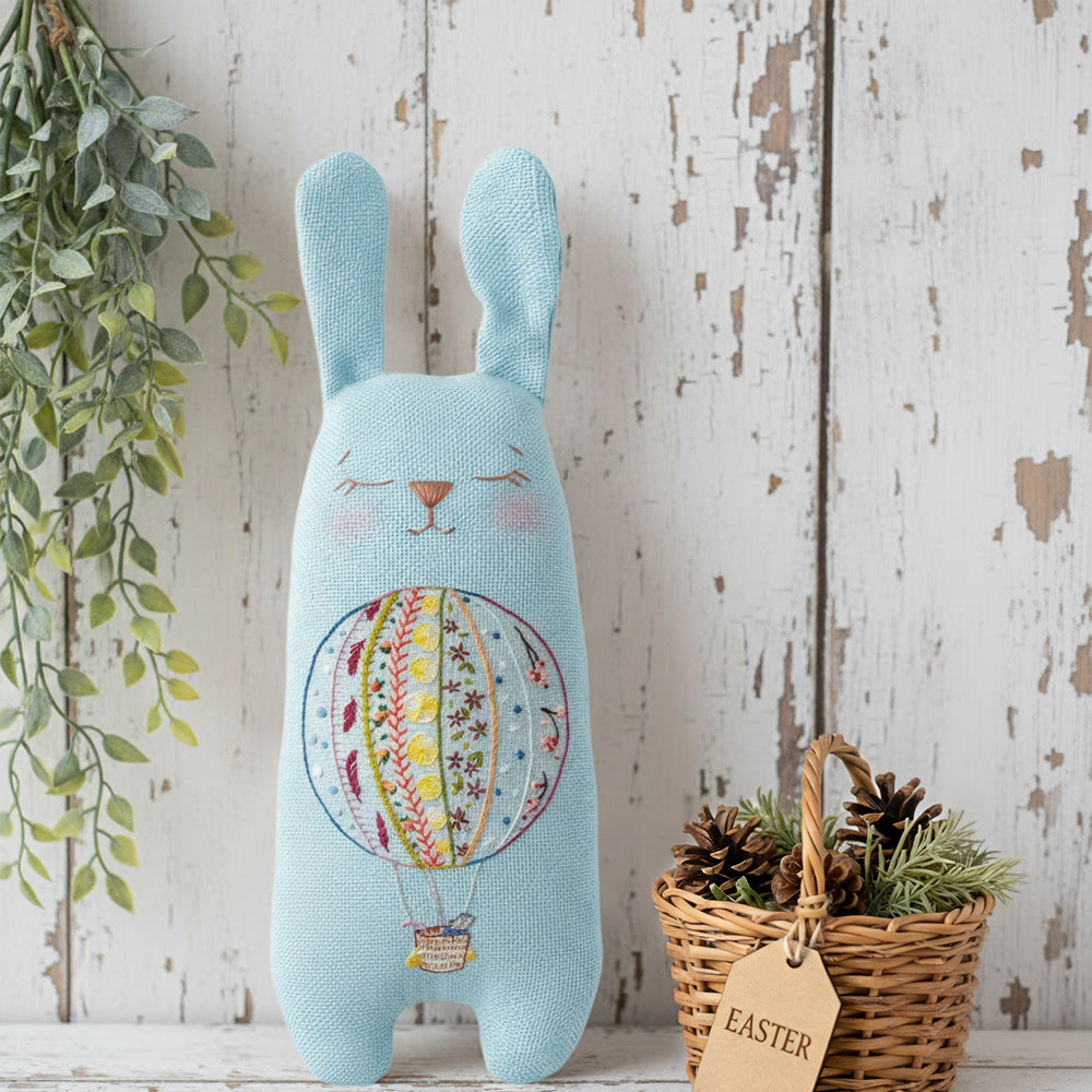 Rubbyoo Bunny Toy Embroidery Kit - Hot Air Balloon | New Baby Shower Gift | Boho Nursery Decor - image 2