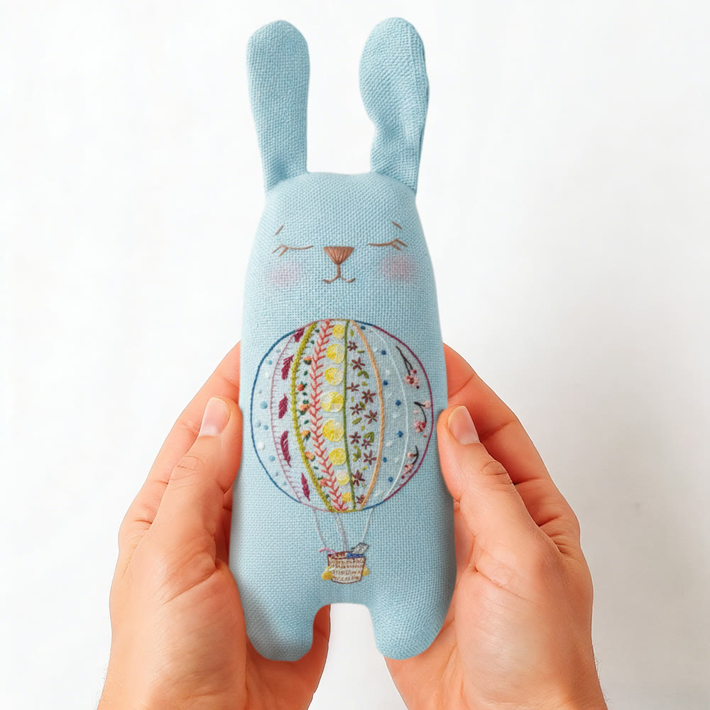 Rubbyoo Bunny Toy Embroidery Kit - Hot Air Balloon | New Baby Shower Gift | Boho Nursery Decor - image 5