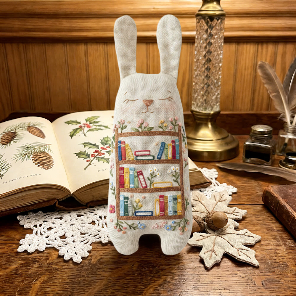 Rubbyoo Bunny Toy Embroidery Kit - Floral Bookcase Design | Intricate Needlework Gift | Cozy Reading Nook Decor - image 7