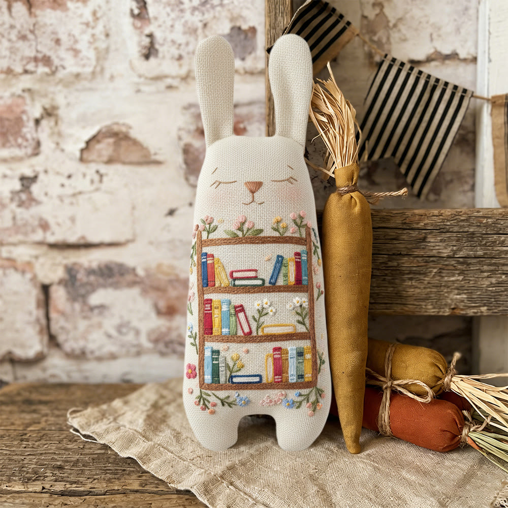 Rubbyoo Bunny Toy Embroidery Kit - Floral Bookcase Design | Intricate Needlework Gift | Cozy Reading Nook Decor - image 9