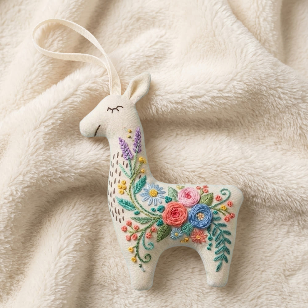Rubbyoo Llama Embroidery Kit - Rose Bouquet Pattern | Meaningful Gift For Her | Whimsical Cute Decor - image 2