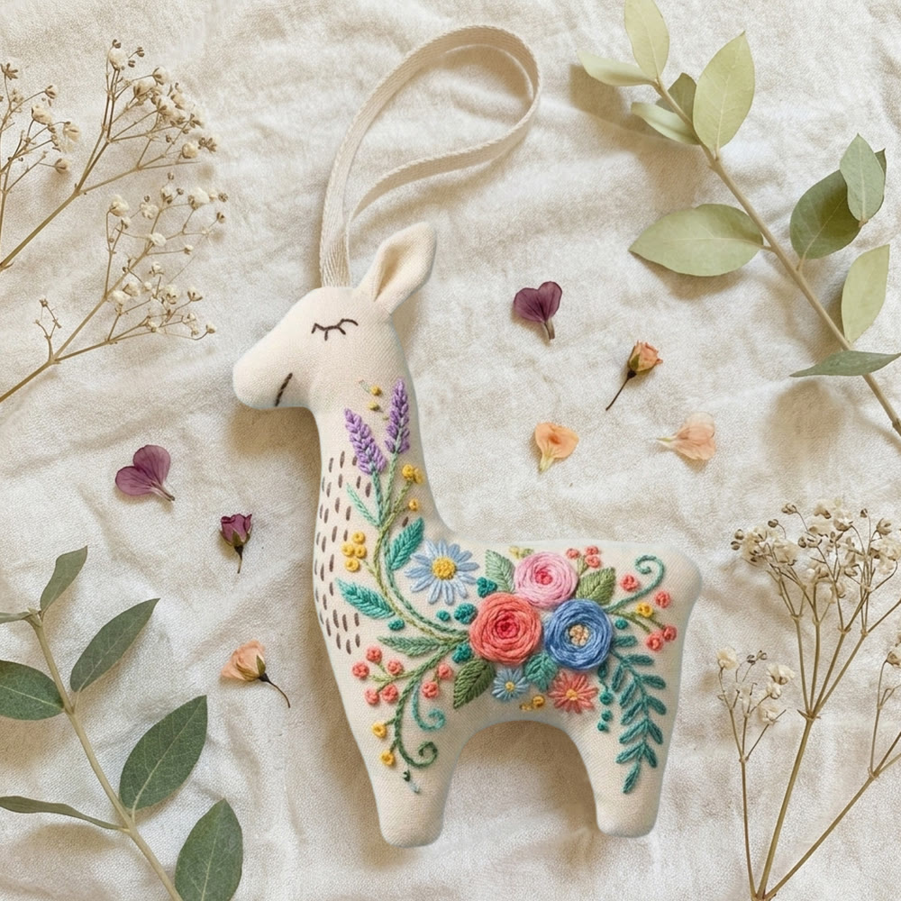 Rubbyoo Llama Embroidery Kit - Rose Bouquet Pattern | Meaningful Gift For Her | Whimsical Cute Decor - image 3
