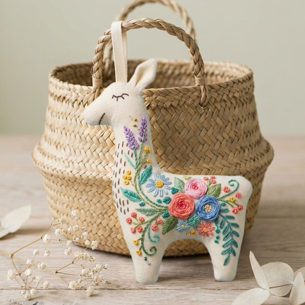 Rubbyoo Llama Embroidery Kit - Rose Bouquet Pattern | Meaningful Gift For Her | Whimsical Cute Decor - image 5