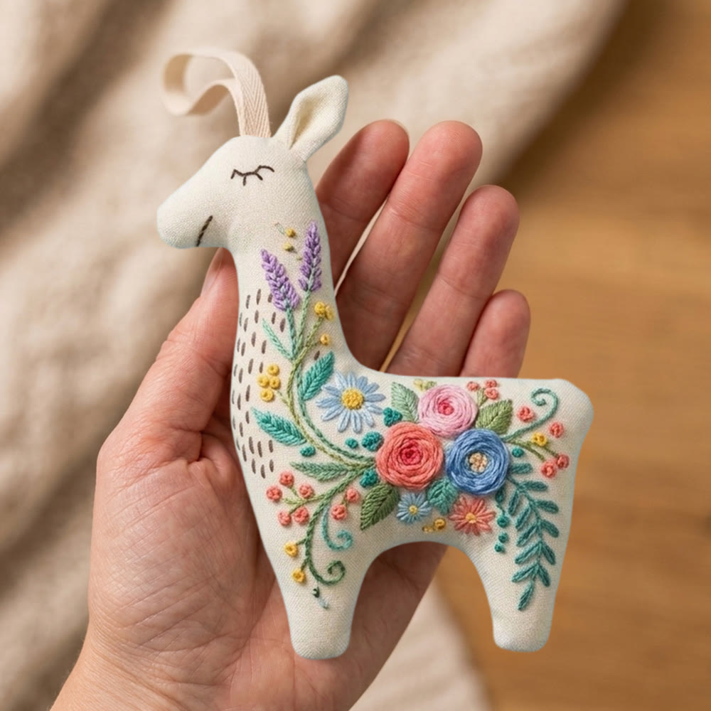 Rubbyoo Llama Embroidery Kit - Rose Bouquet Pattern | Meaningful Gift For Her | Whimsical Cute Decor - image 7