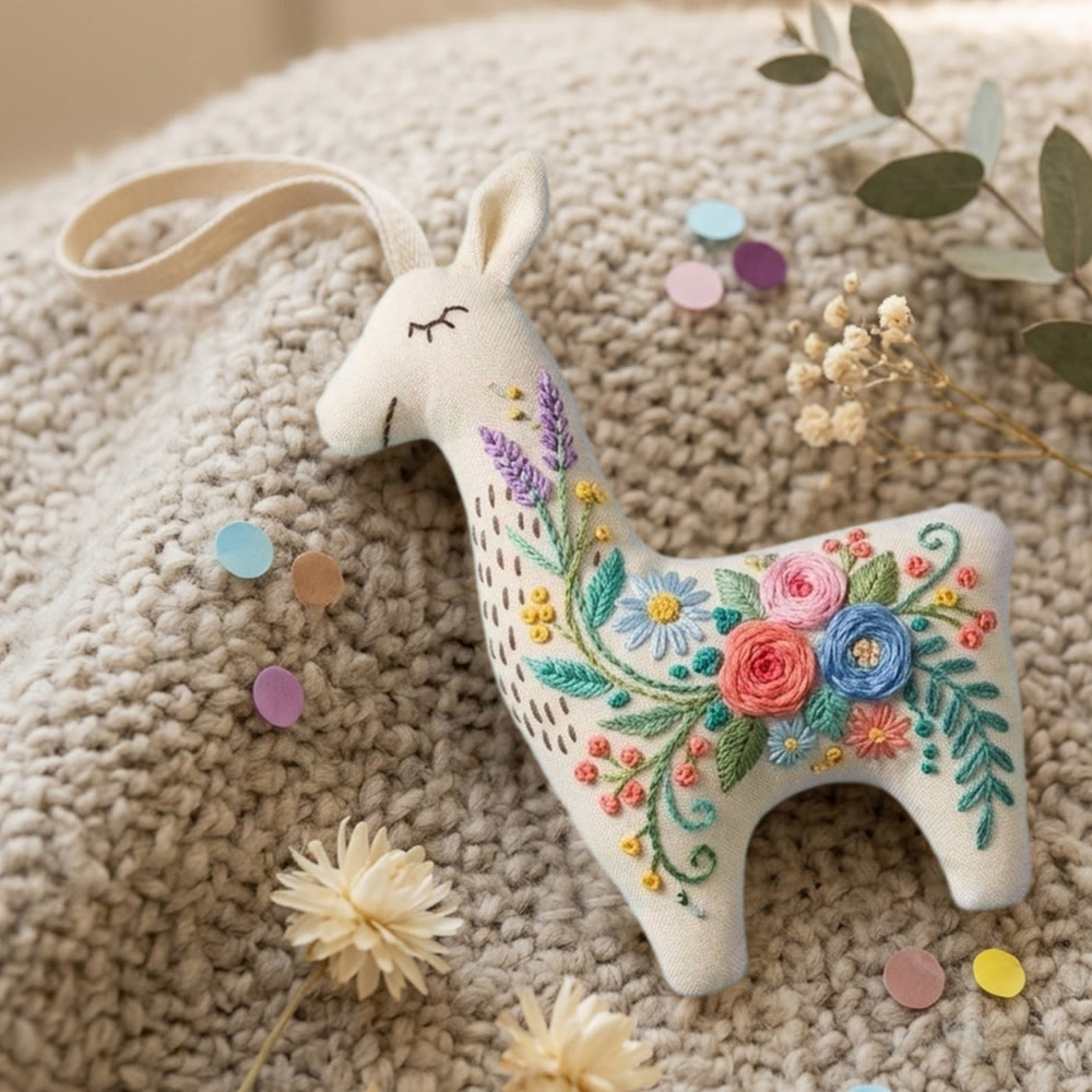 Rubbyoo Llama Embroidery Kit - Rose Bouquet Pattern | Meaningful Gift For Her | Whimsical Cute Decor - image 9