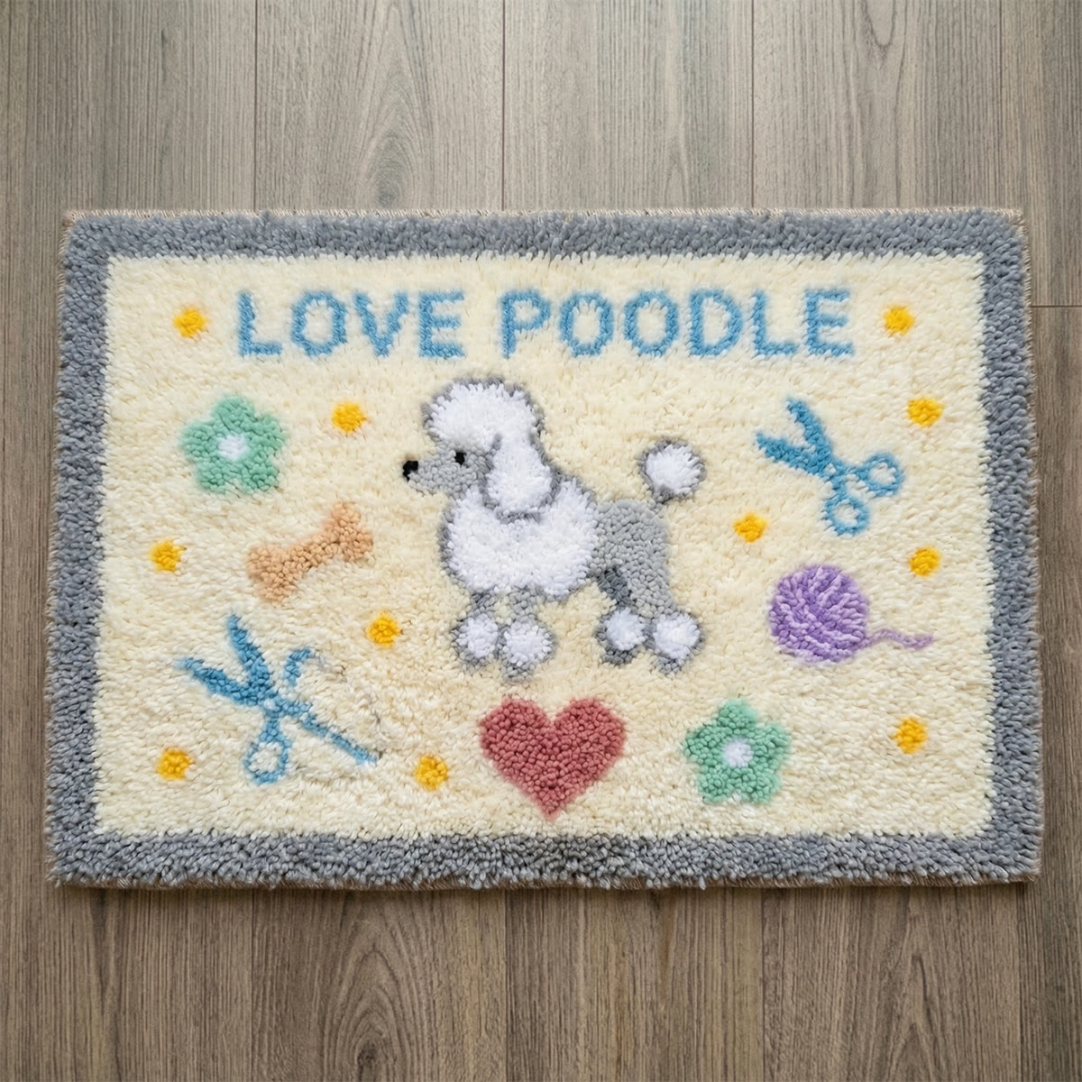 Rubbyoo Latch Hook Rug Kit - Love Poodle | Adorable Home Decoration | Perfect Gift For Puppy Lovers - 75×50cm - image 1