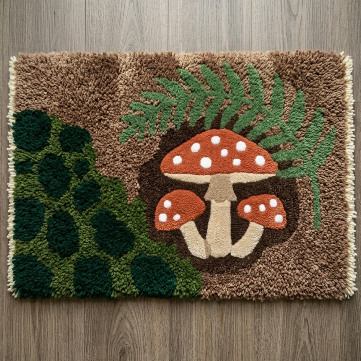 Rubbyoo Latch Hook Rug Kit - Red Mushroom | Handmade Bath Doormat |  Creative Soft Carpet  - 75×50cm - image 1