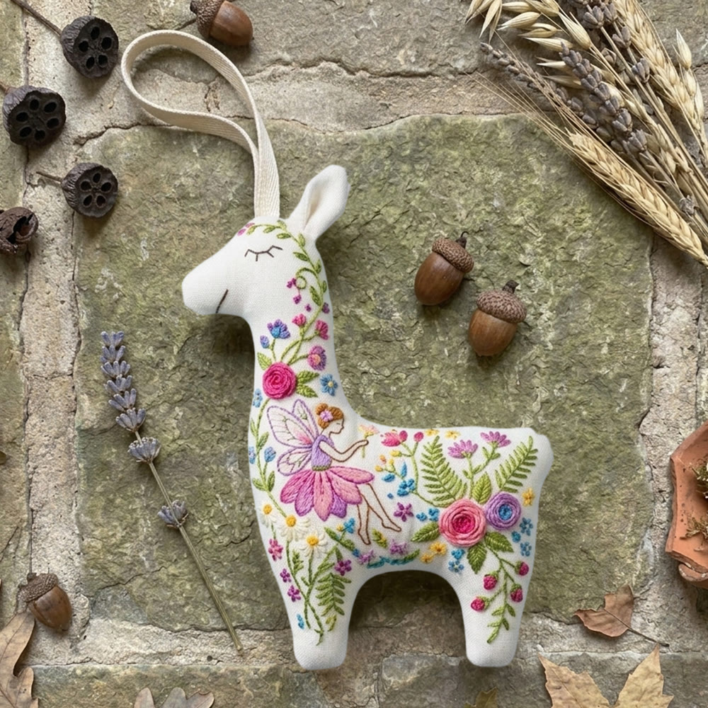 Rubbyoo Llama Embroidery Kit - Magical Forest Fairy | Handcrafted Lover Gift | Enchanted Garden Decor - 6 inches hoop kit - image 1