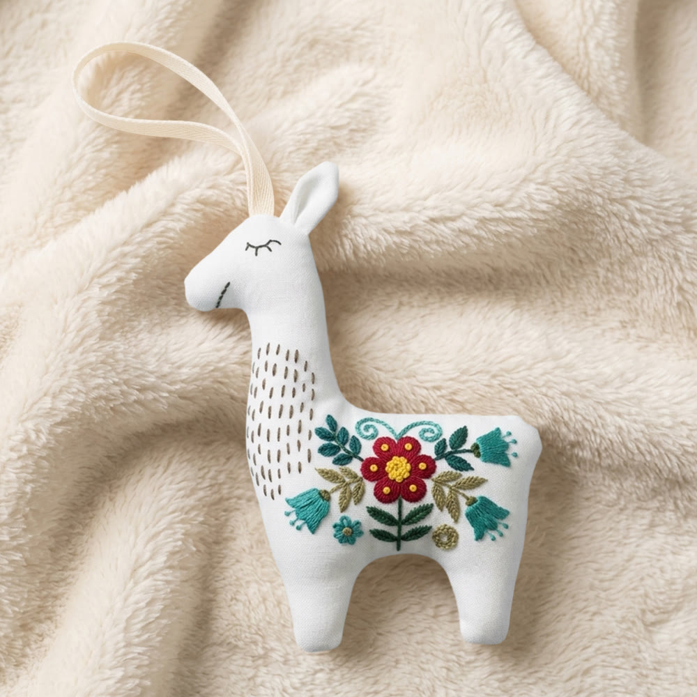 Rubbyoo Llama Embroidery Kit - Red Blossom | Keepsake Gift For Her | Handmade Floral Ornament - image 2