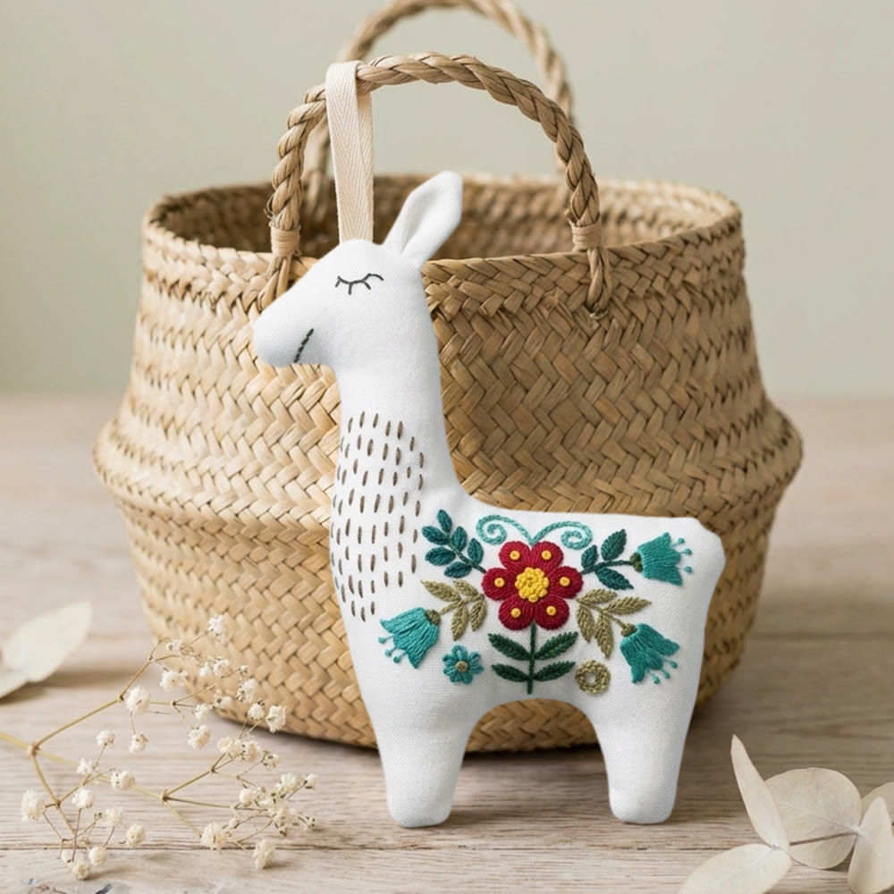 Rubbyoo Llama Embroidery Kit - Red Blossom | Keepsake Gift For Her | Handmade Floral Ornament - image 7