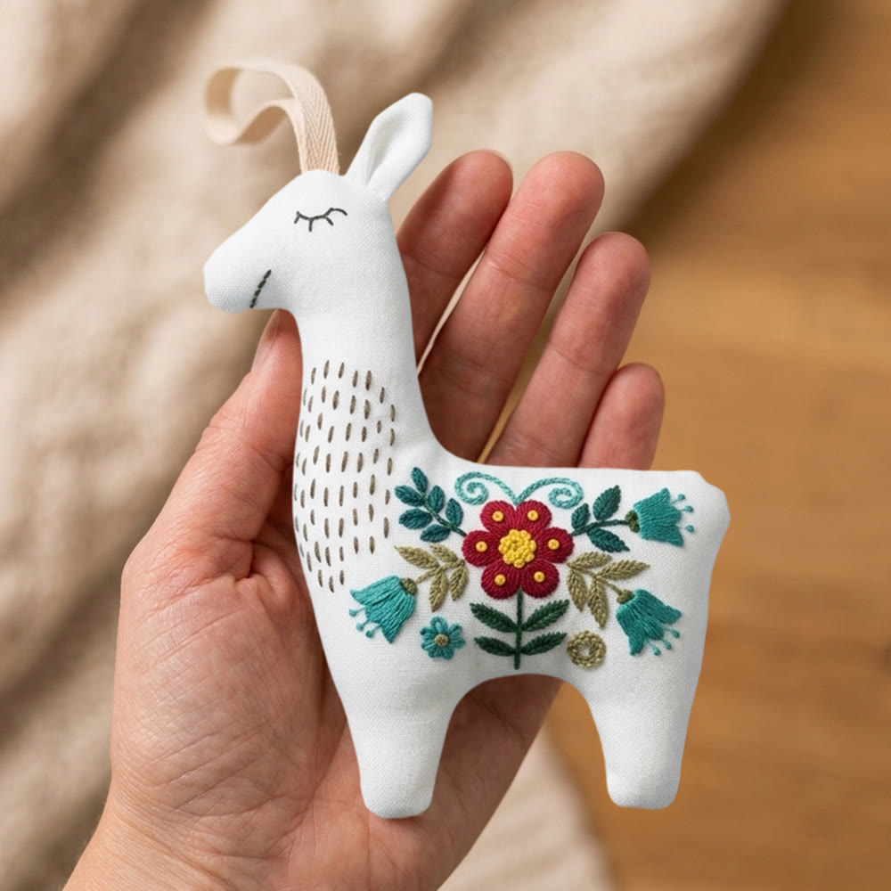 Rubbyoo Llama Embroidery Kit - Red Blossom | Keepsake Gift For Her | Handmade Floral Ornament - image 8