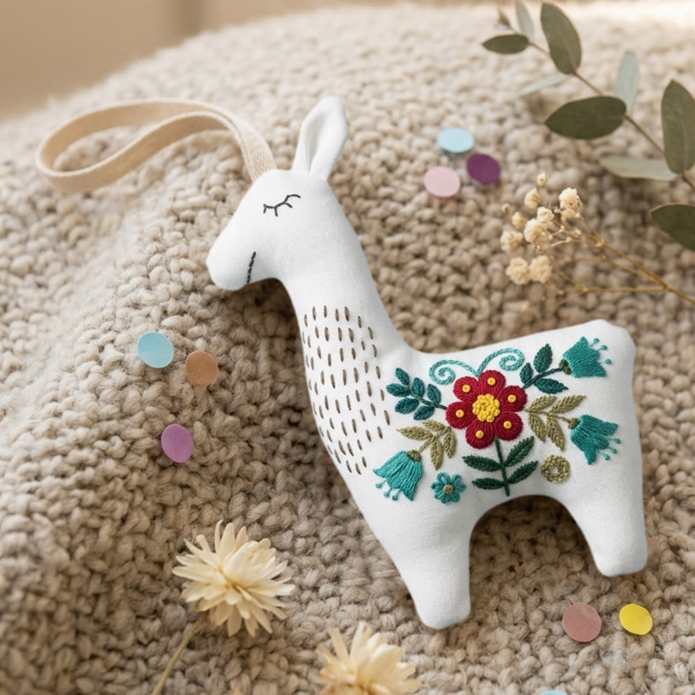 Rubbyoo Llama Embroidery Kit - Red Blossom | Keepsake Gift For Her | Handmade Floral Ornament - image 9