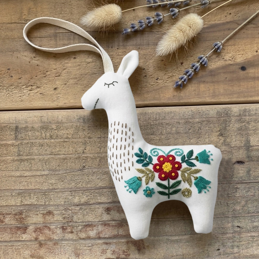 Rubbyoo Llama Embroidery Kit - Red Blossom | Keepsake Gift For Her | Handmade Floral Ornament - image 4