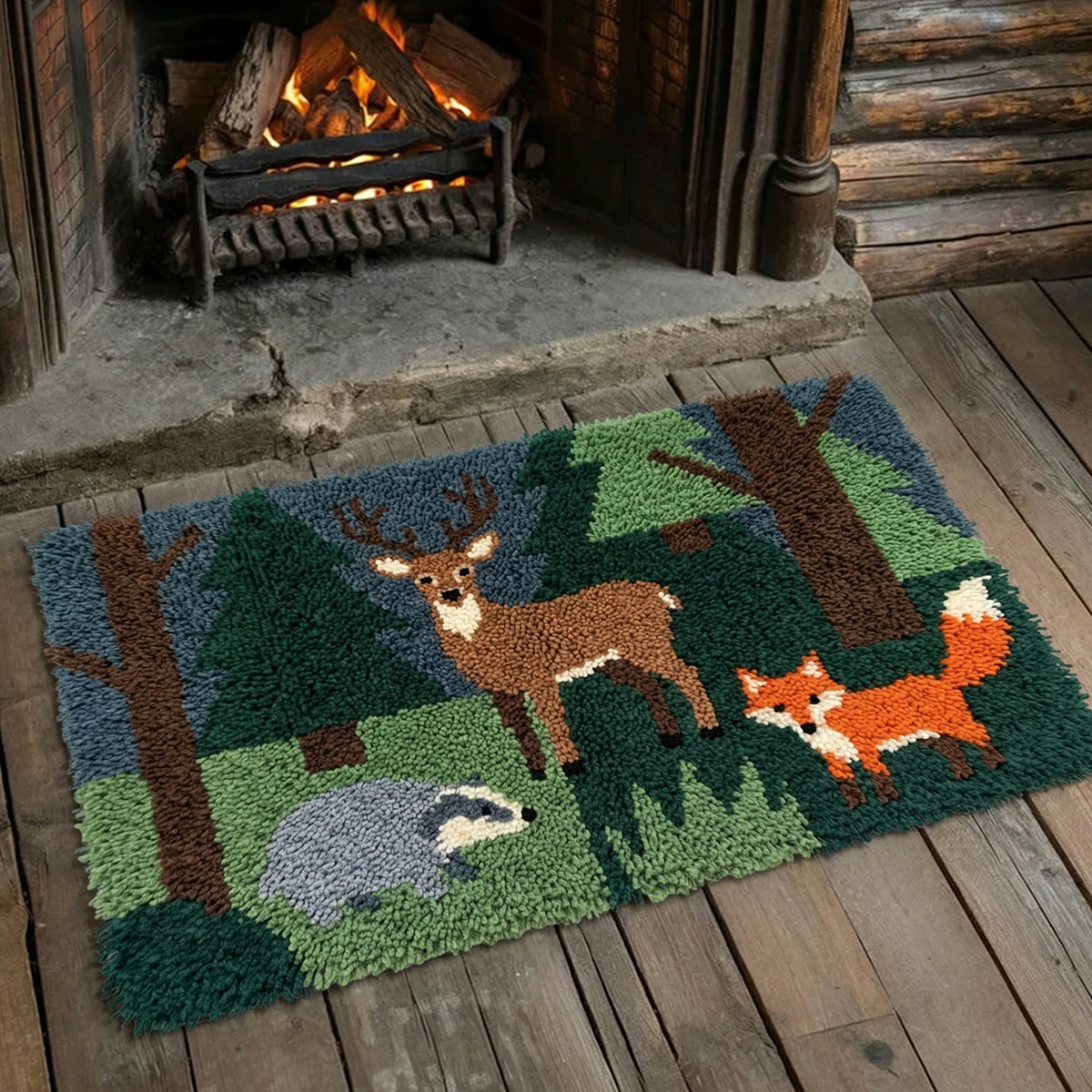 Rubbyoo Latch Hook Rug Kit - Forest Scene | Vintage Carpet Handicraft | Special Housewarming Gift - image 2