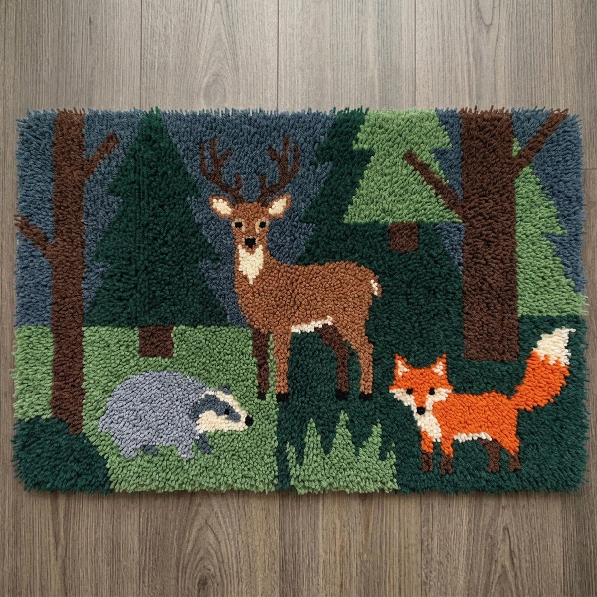 Rubbyoo Latch Hook Rug Kit - Forest Scene | Vintage Carpet Handicraft | Special Housewarming Gift - 75×50cm - image 1
