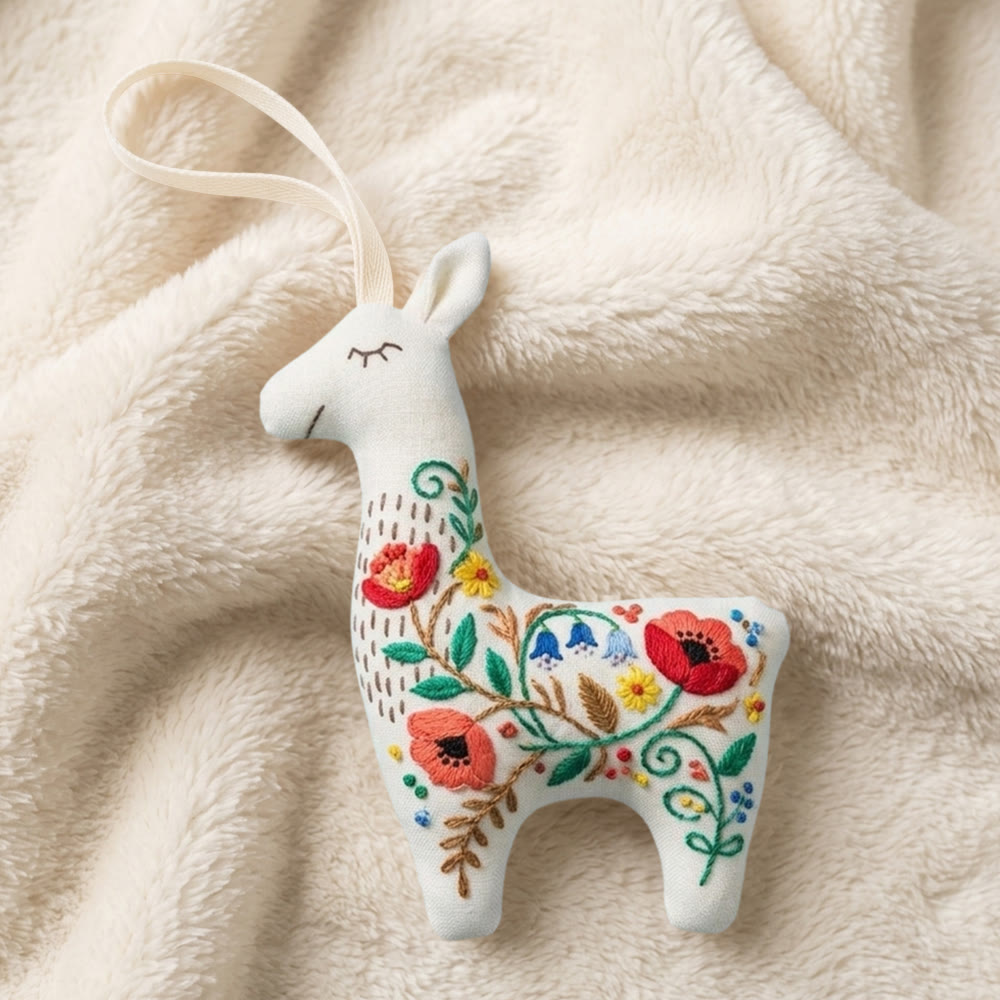 Rubbyoo Llama Embroidery Kit - Red Poppy Design | Unique Gift Idea | Wall Hanging Decor - image 2