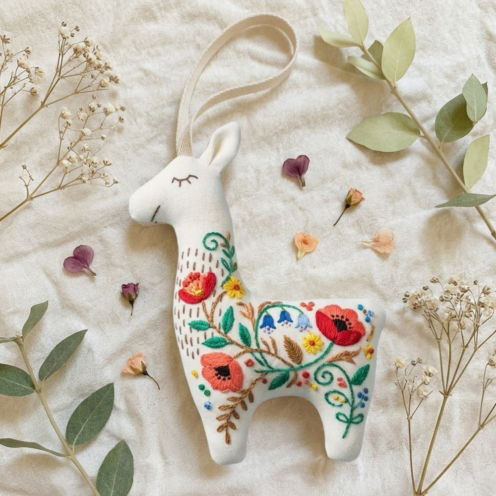 Rubbyoo Llama Embroidery Kit - Red Poppy Design | Unique Gift Idea | Wall Hanging Decor - image 4