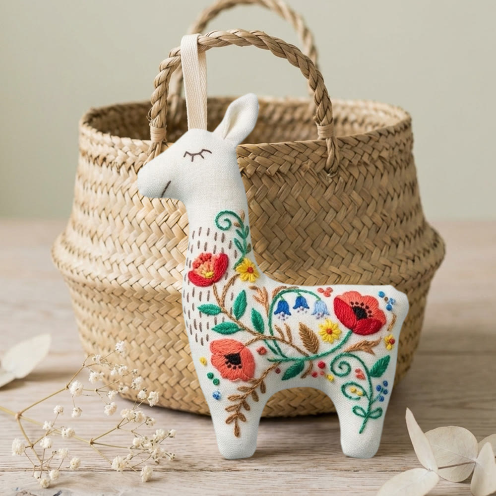 Rubbyoo Llama Embroidery Kit - Red Poppy Design | Unique Gift Idea | Wall Hanging Decor - image 6