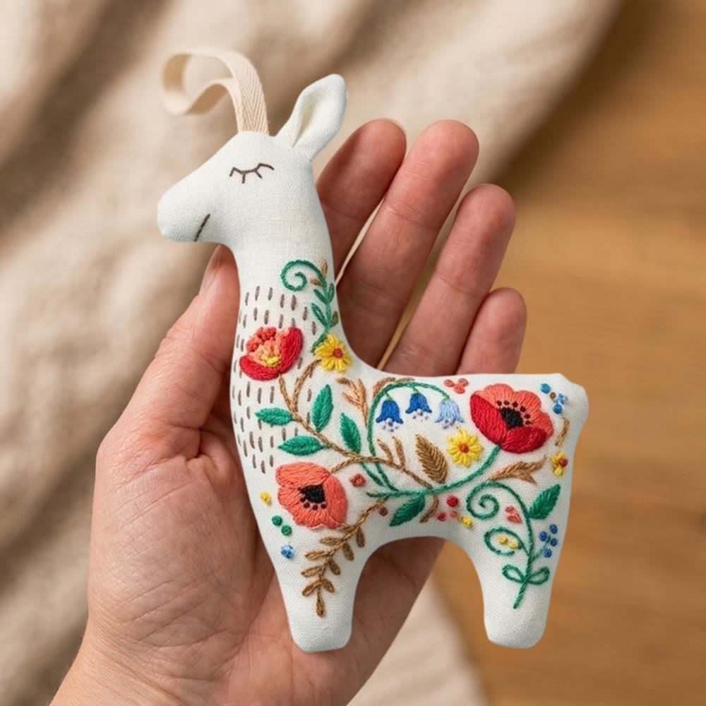 Rubbyoo Llama Embroidery Kit - Red Poppy Design | Unique Gift Idea | Wall Hanging Decor - image 8