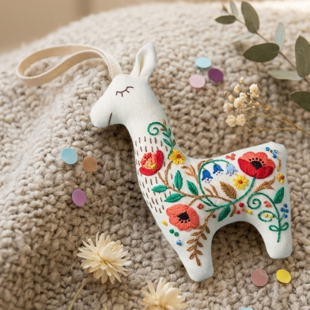 Rubbyoo Llama Embroidery Kit - Red Poppy Design | Unique Gift Idea | Wall Hanging Decor - image 9