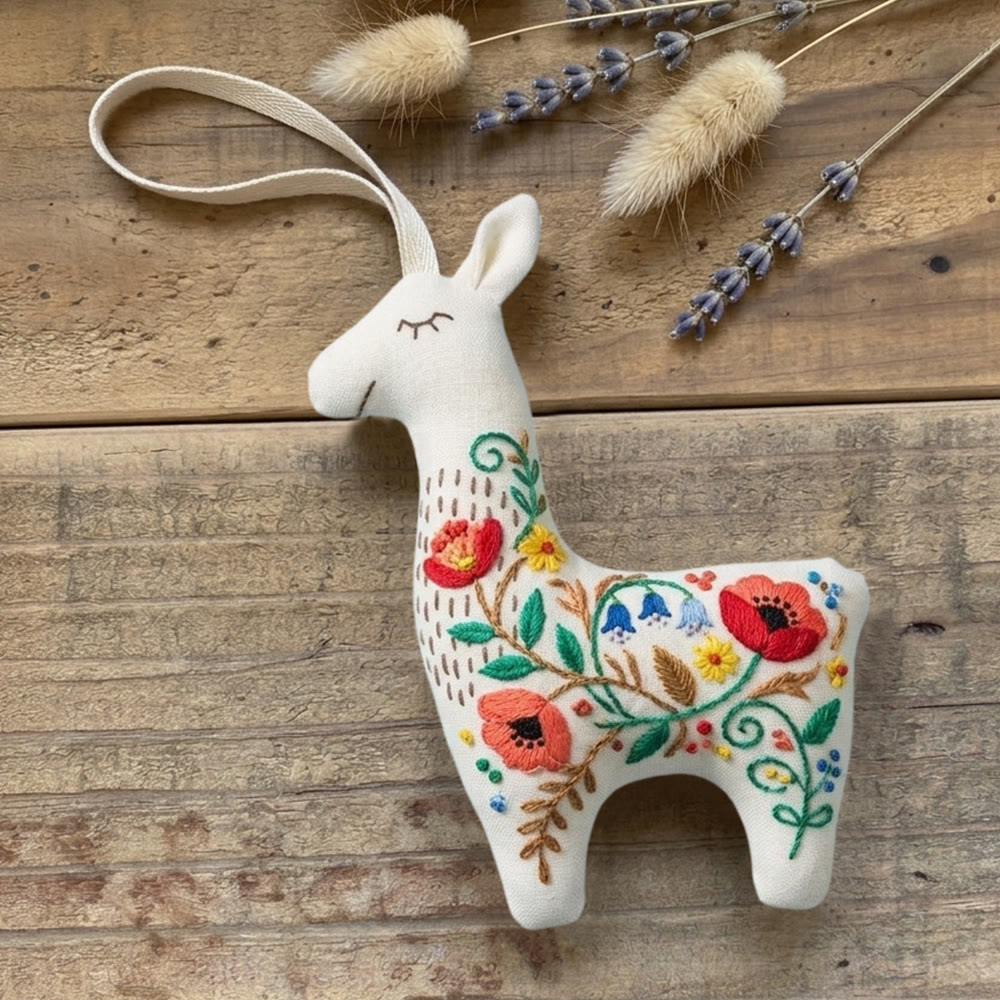 Rubbyoo Llama Embroidery Kit - Red Poppy Design | Unique Gift Idea | Wall Hanging Decor - image 3