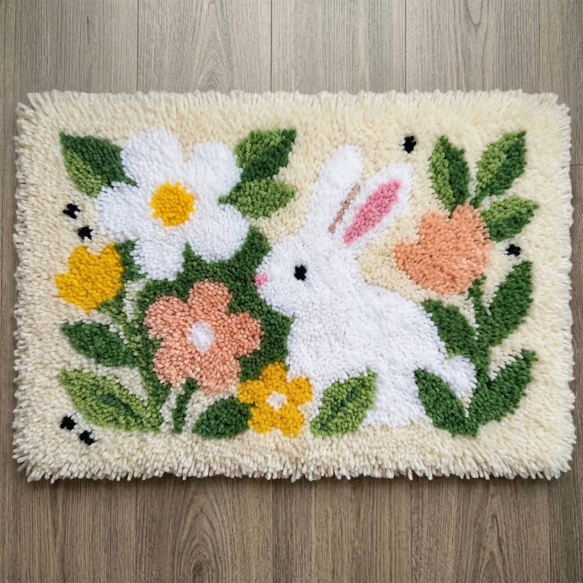 Hooked Rugs With Rabbits Rubbyoo Latch Hook Rug Kit - White Rabbit | Diy Home Decor | Unique ...