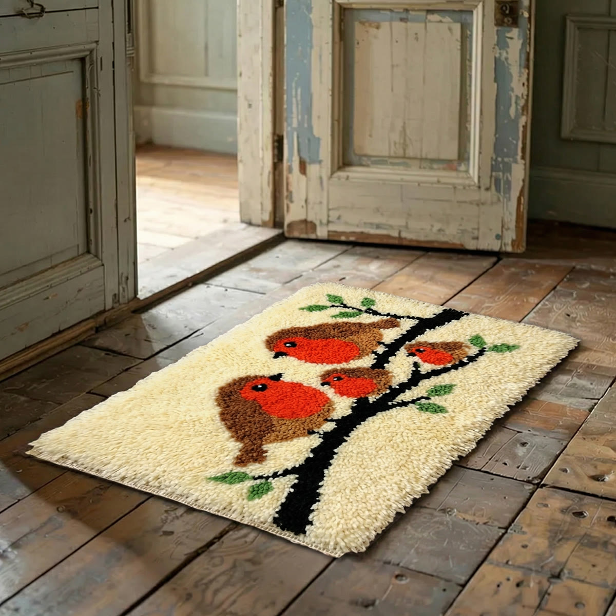 Rubbyoo Latch Hook Rug Kit - Robin Birds | Unique Welcome Doormat | Creative Housewarming Gift - image 2