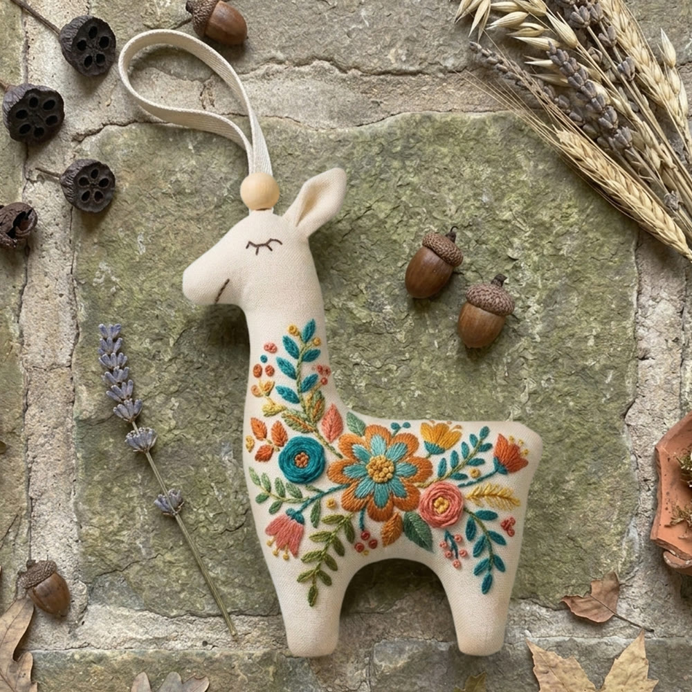 Rubbyoo Llama Embroidery Kit - Large Mandala Flower | Unique Gift For Mom | Floral Backpack Accessory - 6 inches hoop kit - image 1