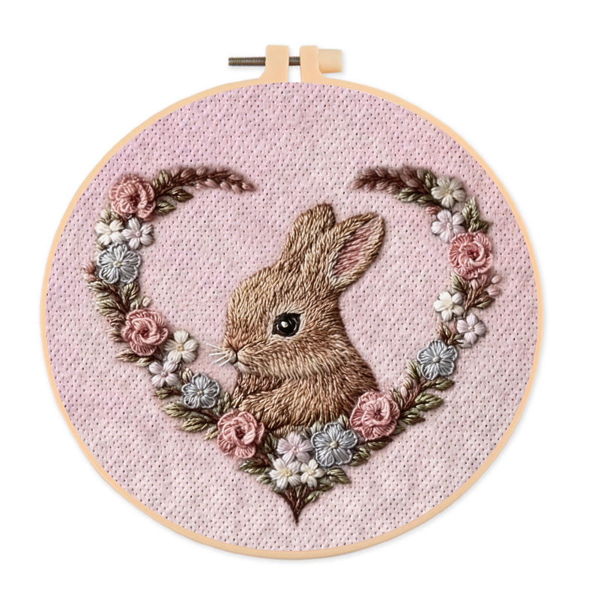 Rubbyoo Embroidery Kit - Love Bunny | Unique Mother Day Craft | Handmade Gifts For Her - 20*20cm - image 1