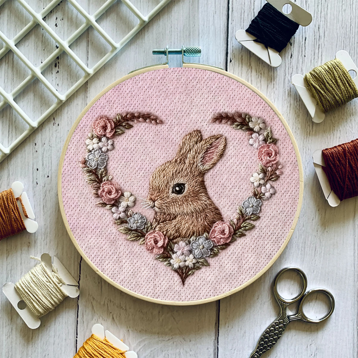 Rubbyoo Embroidery Kit - Love Bunny | Unique Mother Day Craft | Handmade Gifts For Her - image 7
