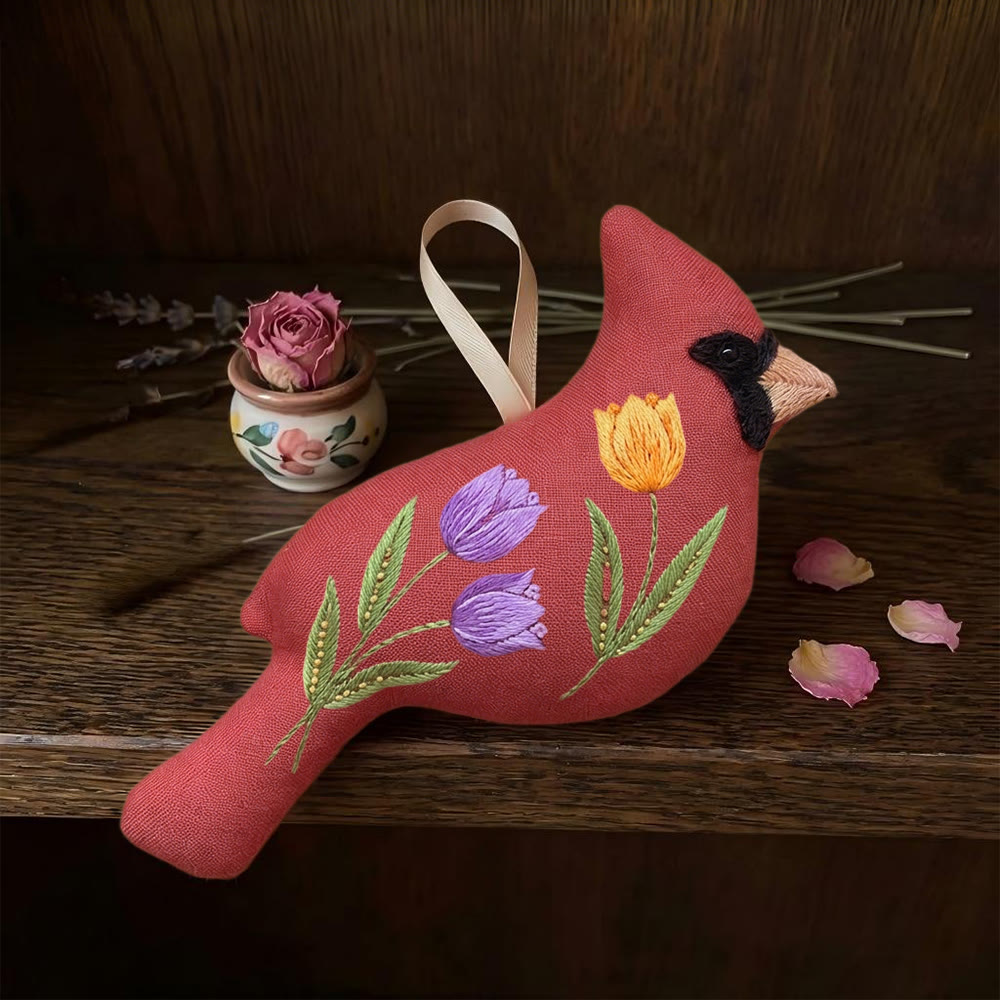 Rubbyoo Cardinal Embroidery Kit - Vivid Flowers | Stuffed Bird Toy | Personalized Craft For Mom  - image 8
