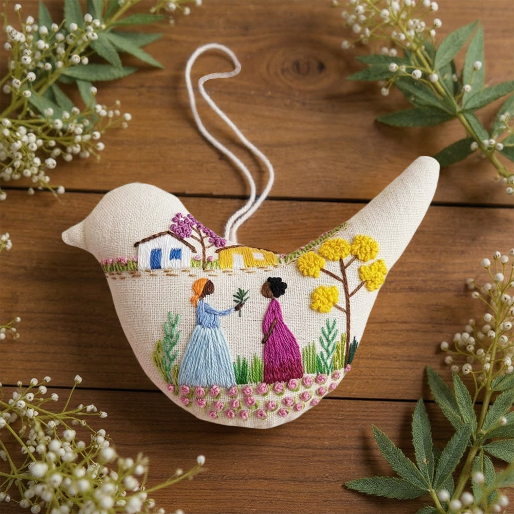 Rubbyoo Bird-shaped Embroidery Kit - Rural Woman |  Beginner Diy Craft | Perfect Gift For Her - image 6