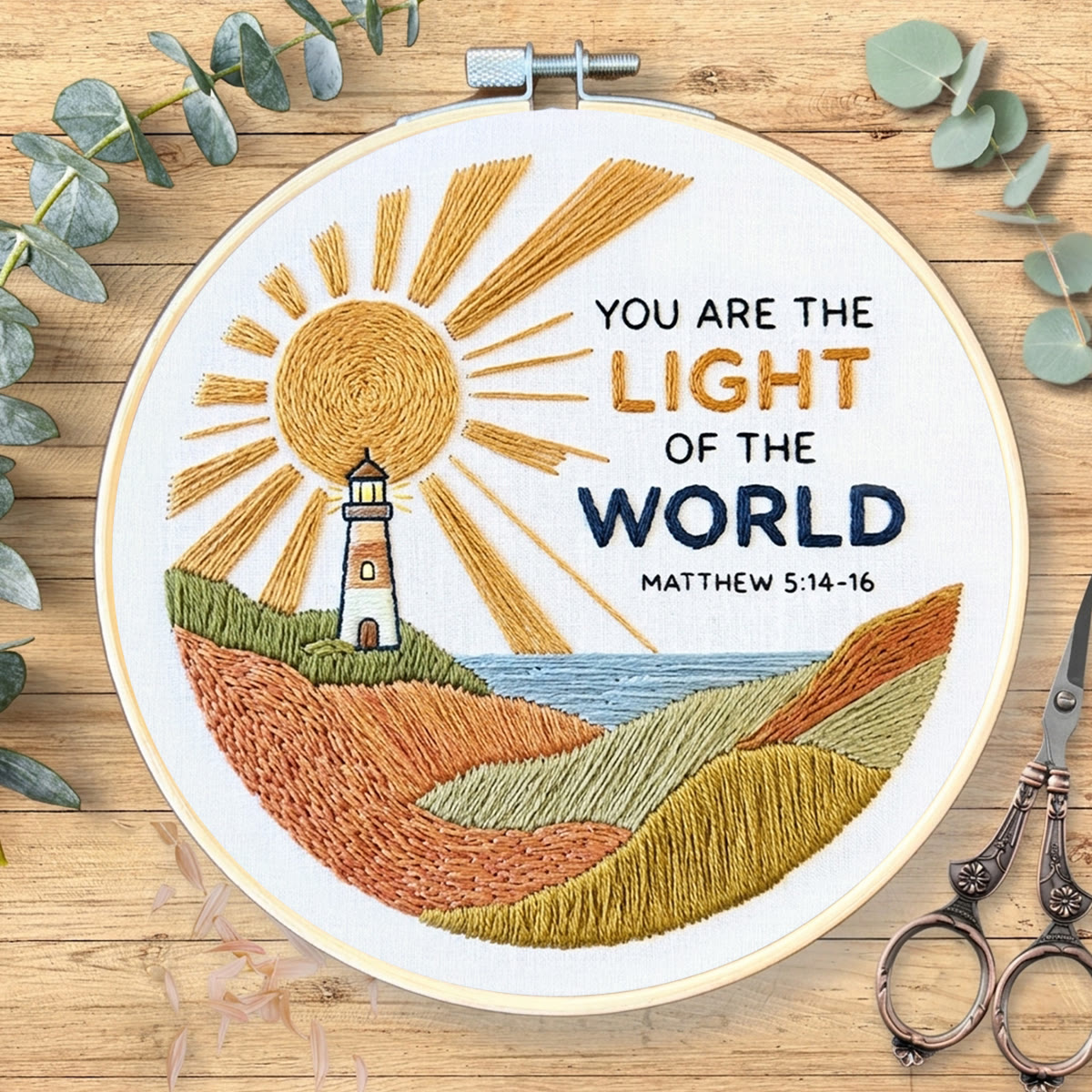 Rubbyoo Embroidery Kit - You Are The Light Of The World | Matthew 5:14–16 Wall Art | Christian Lighthouse Decor - image 2