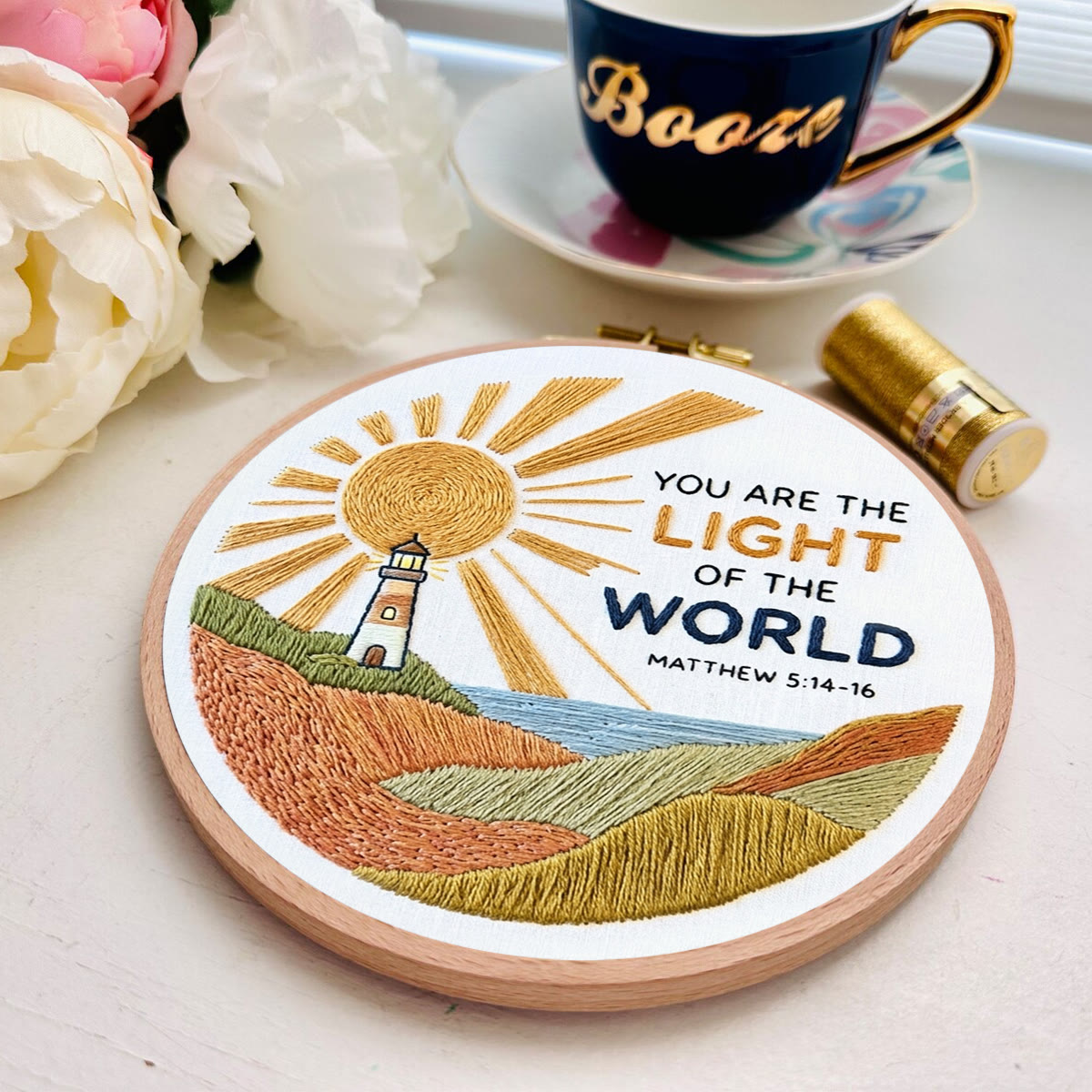 Rubbyoo Embroidery Kit - You Are The Light Of The World | Matthew 5:14–16 Wall Art | Christian Lighthouse Decor - image 6