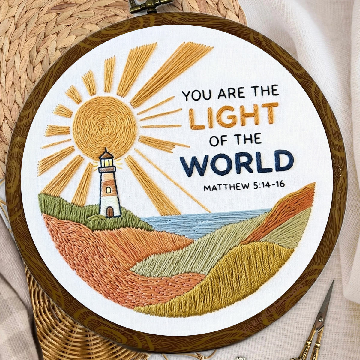 Rubbyoo Embroidery Kit - You Are The Light Of The World | Matthew 5:14–16 Wall Art | Christian Lighthouse Decor - image 7