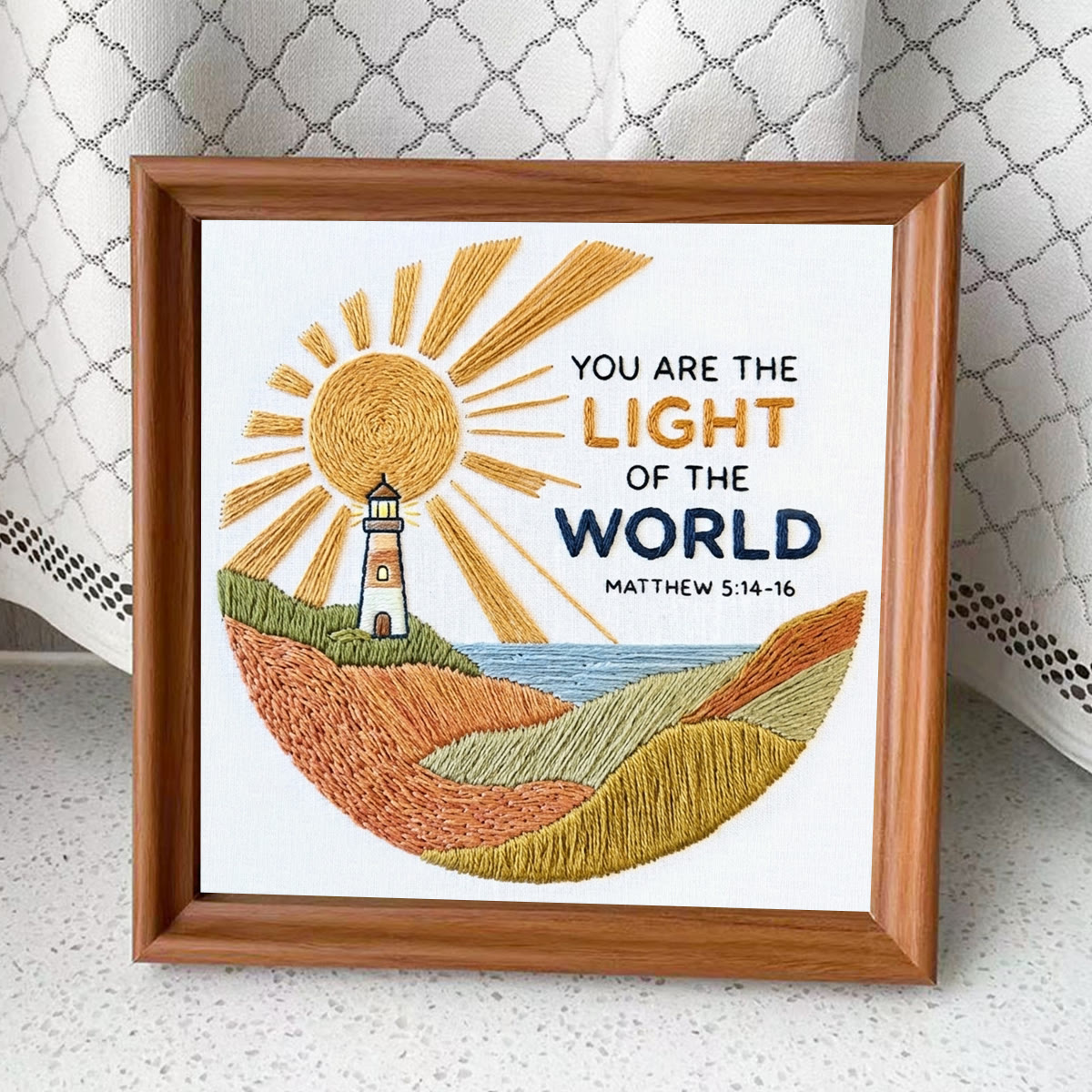 Rubbyoo Embroidery Kit - You Are The Light Of The World | Matthew 5:14–16 Wall Art | Christian Lighthouse Decor - Embroidery Kit Plus An Extra Frame - image 9
