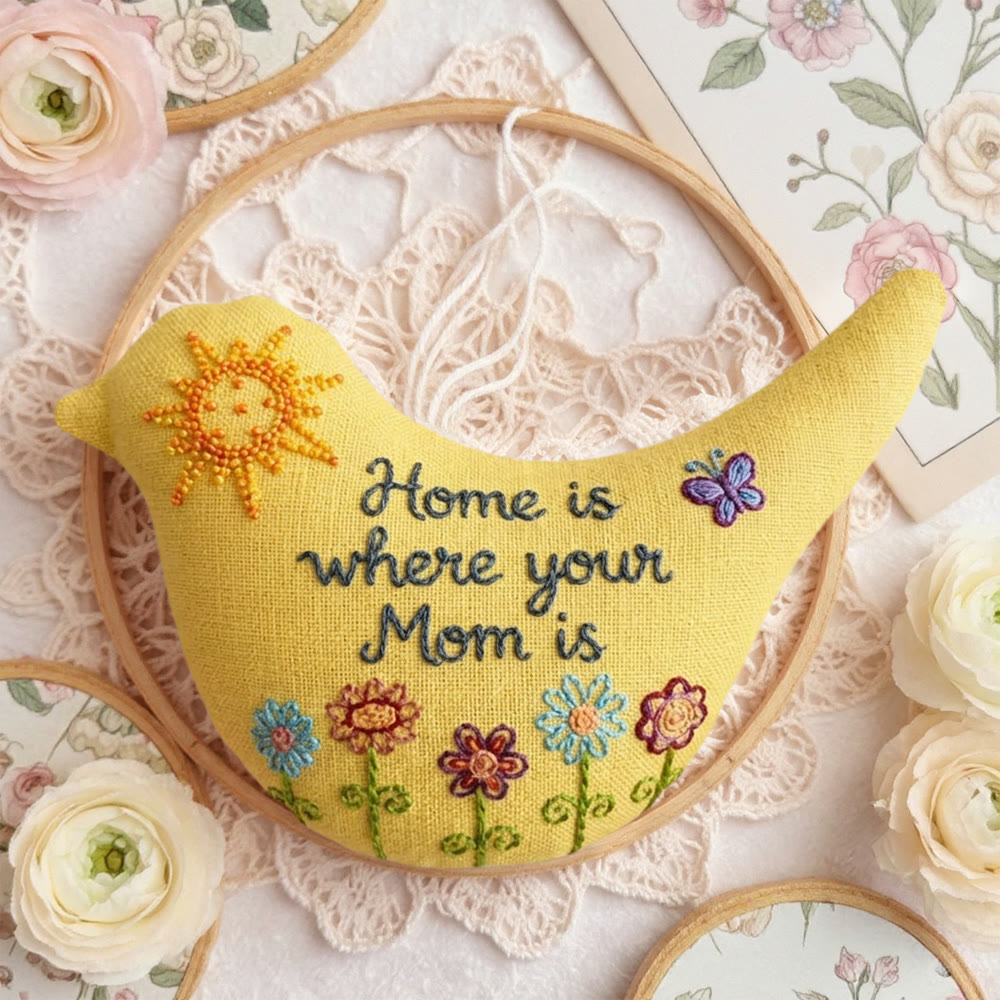 Rubbyoo Bird-shaped Embroidery Kit - Home Is Where Mom Is | Mother's Day Gift | Handmade Memorable Collection - image 5