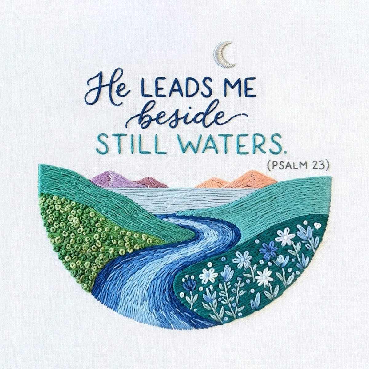 Rubbyoo Embroidery Kit - He Leads Me Beside Still Waters | Psalm 23 Wall Decor | Christian Landscape Faith Gift - image 8