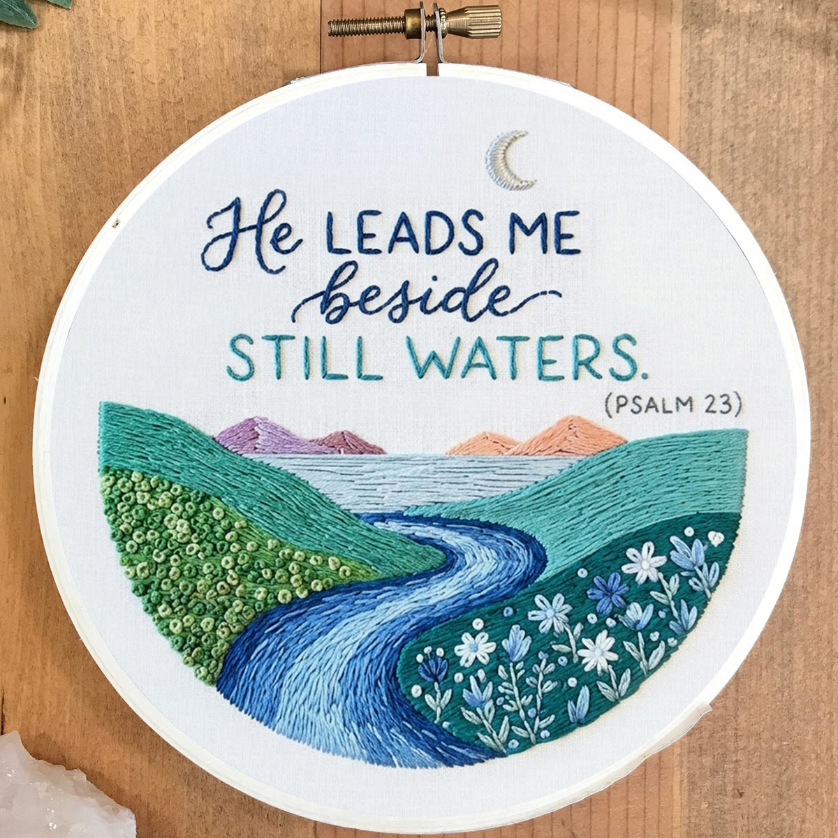Rubbyoo Embroidery Kit - He Leads Me Beside Still Waters | Psalm 23 Wall Decor | Christian Landscape Faith Gift - image 4