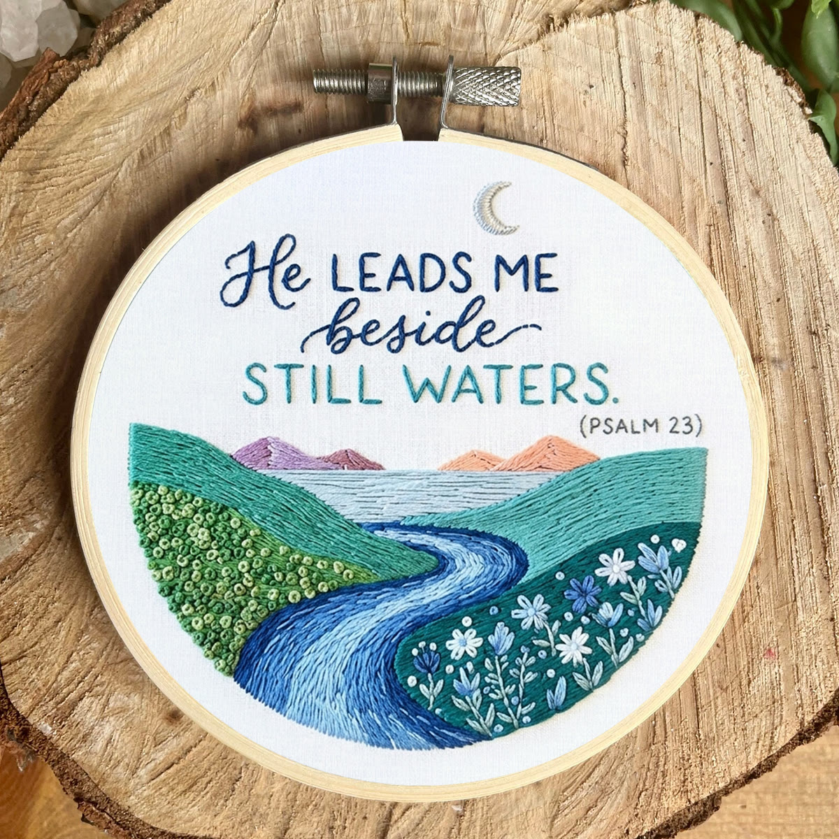 Rubbyoo Embroidery Kit - He Leads Me Beside Still Waters | Psalm 23 Wall Decor | Christian Landscape Faith Gift - image 5