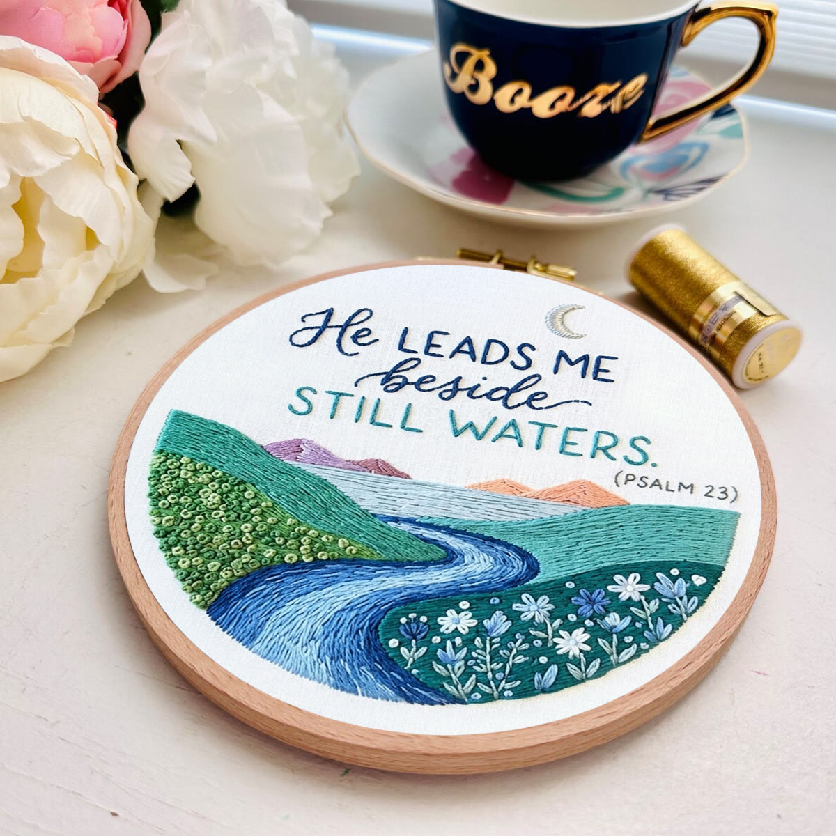 Rubbyoo Embroidery Kit - He Leads Me Beside Still Waters | Psalm 23 Wall Decor | Christian Landscape Faith Gift - image 6