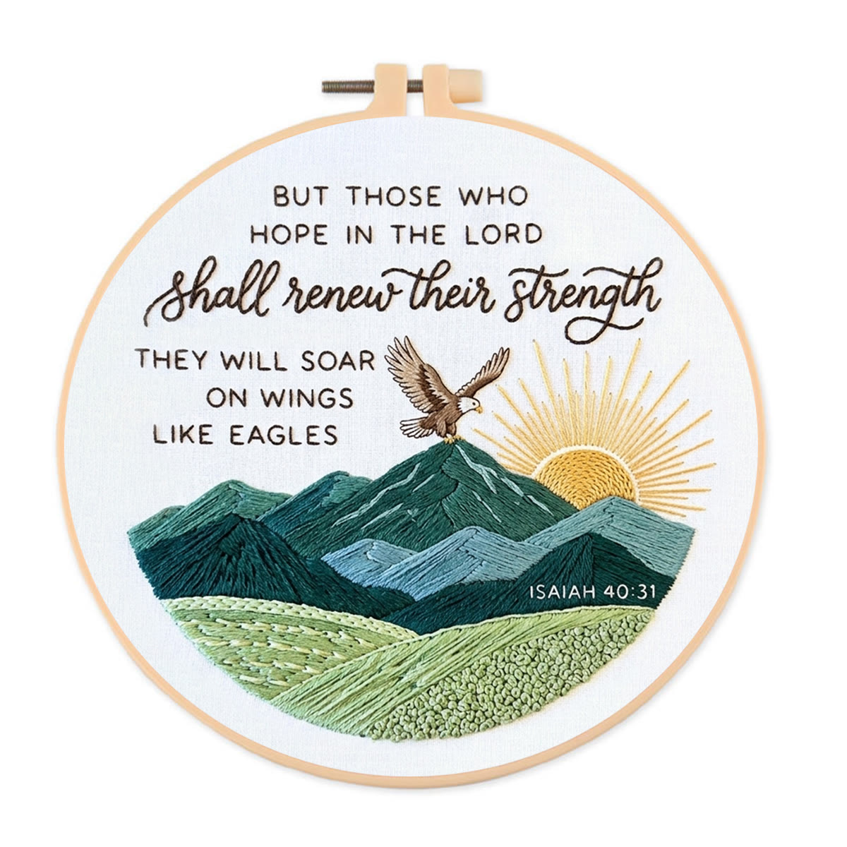 Rubbyoo Embroidery Kit - The Lord Shall Renew Their Strength | Hand-stitched Wall Hanging | Modern Christian Home Decor - 20*20cm - image 1