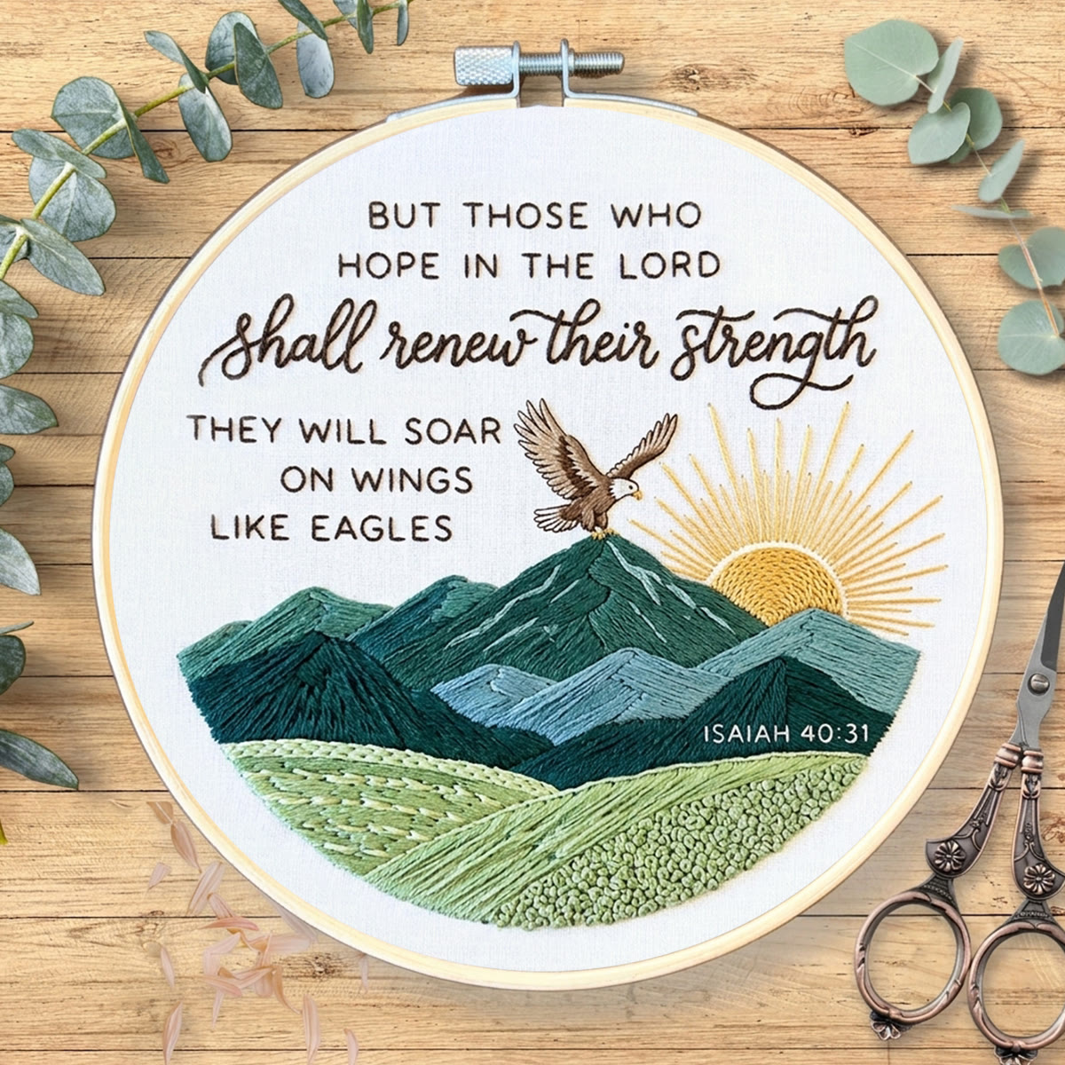 Rubbyoo Embroidery Kit - The Lord Shall Renew Their Strength | Hand-stitched Wall Hanging | Modern Christian Home Decor - image 2