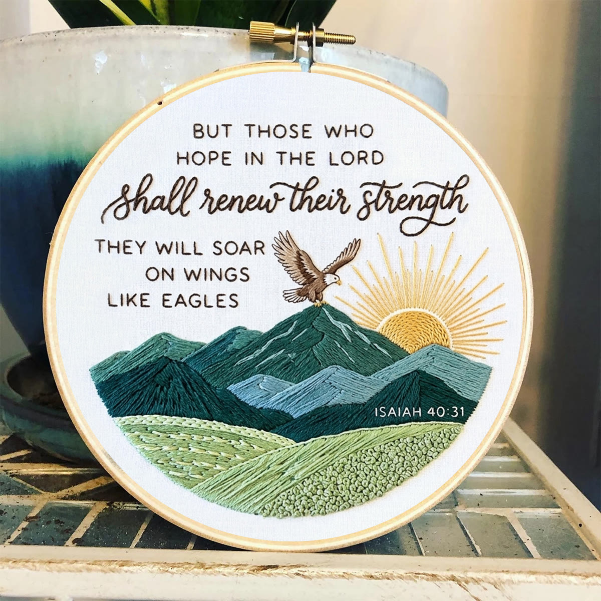 Rubbyoo Embroidery Kit - The Lord Shall Renew Their Strength | Hand-stitched Wall Hanging | Modern Christian Home Decor - image 3