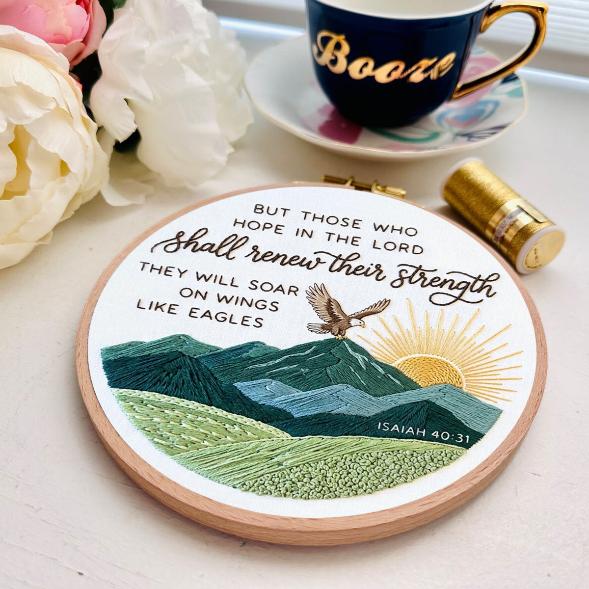 Rubbyoo Embroidery Kit - The Lord Shall Renew Their Strength | Hand-stitched Wall Hanging | Modern Christian Home Decor - image 6