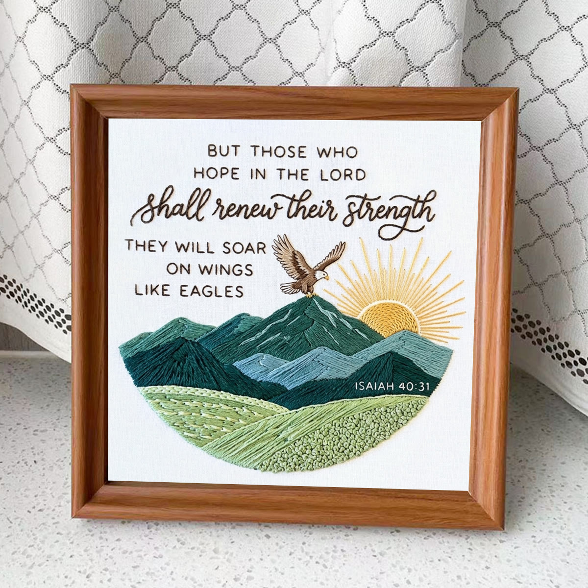 Rubbyoo Embroidery Kit - The Lord Shall Renew Their Strength | Hand-stitched Wall Hanging | Modern Christian Home Decor - Embroidery Kit Plus An Extra Frame - image 9